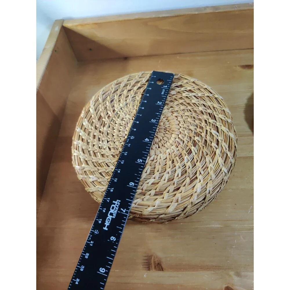 Handwoven Tohono O' Odham Papago Indian Woven Lidded Grass Basket ~7x5
